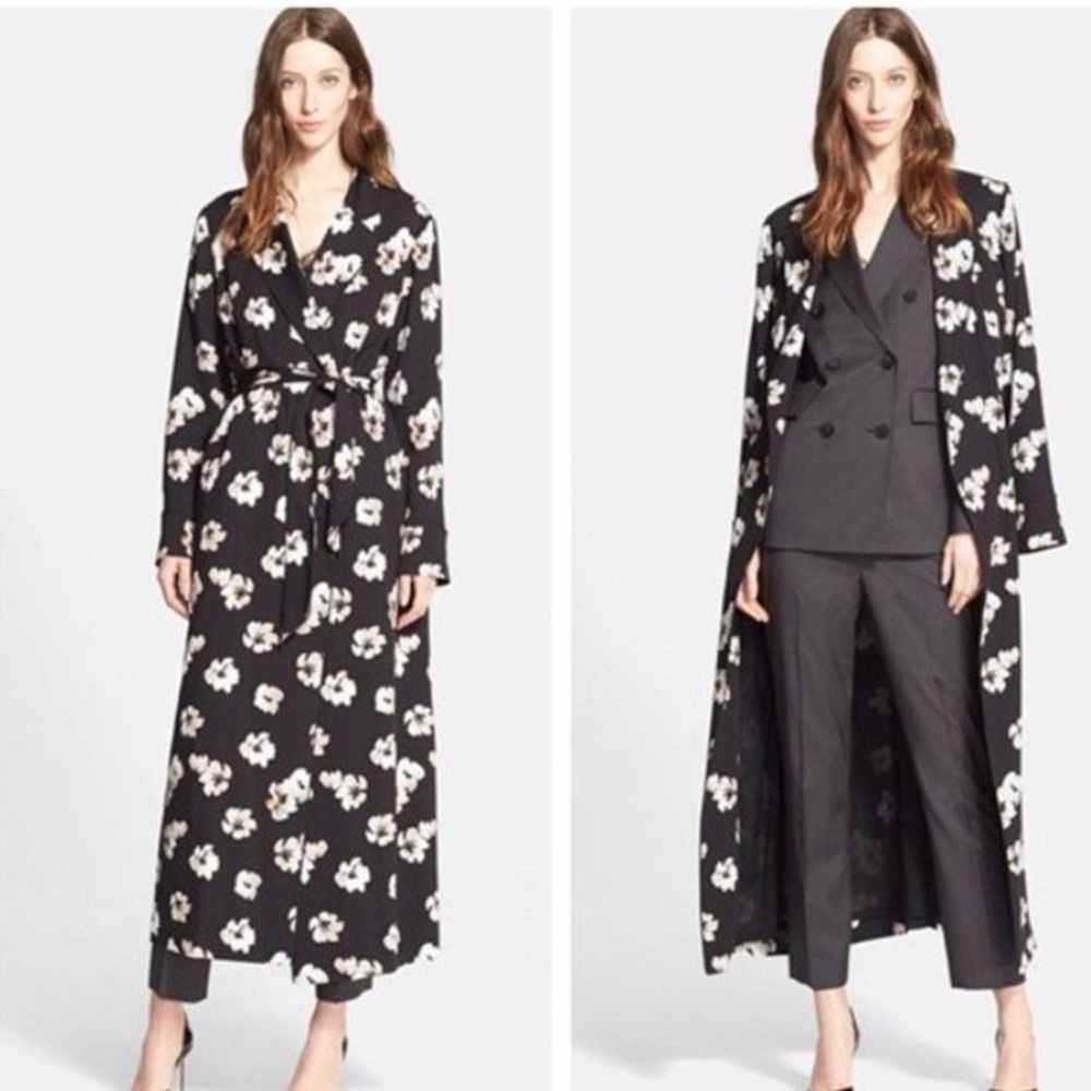Maxi Satin Floral Blazer Coat RETAIL $1195 - Picture 6 of 7